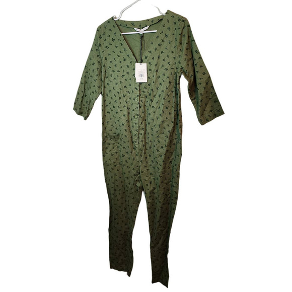 The Nines by HATCH Maternity 3/4 Sleeve Jumpsuit Floral Olive Green Small NEW - Picture 2 of 9